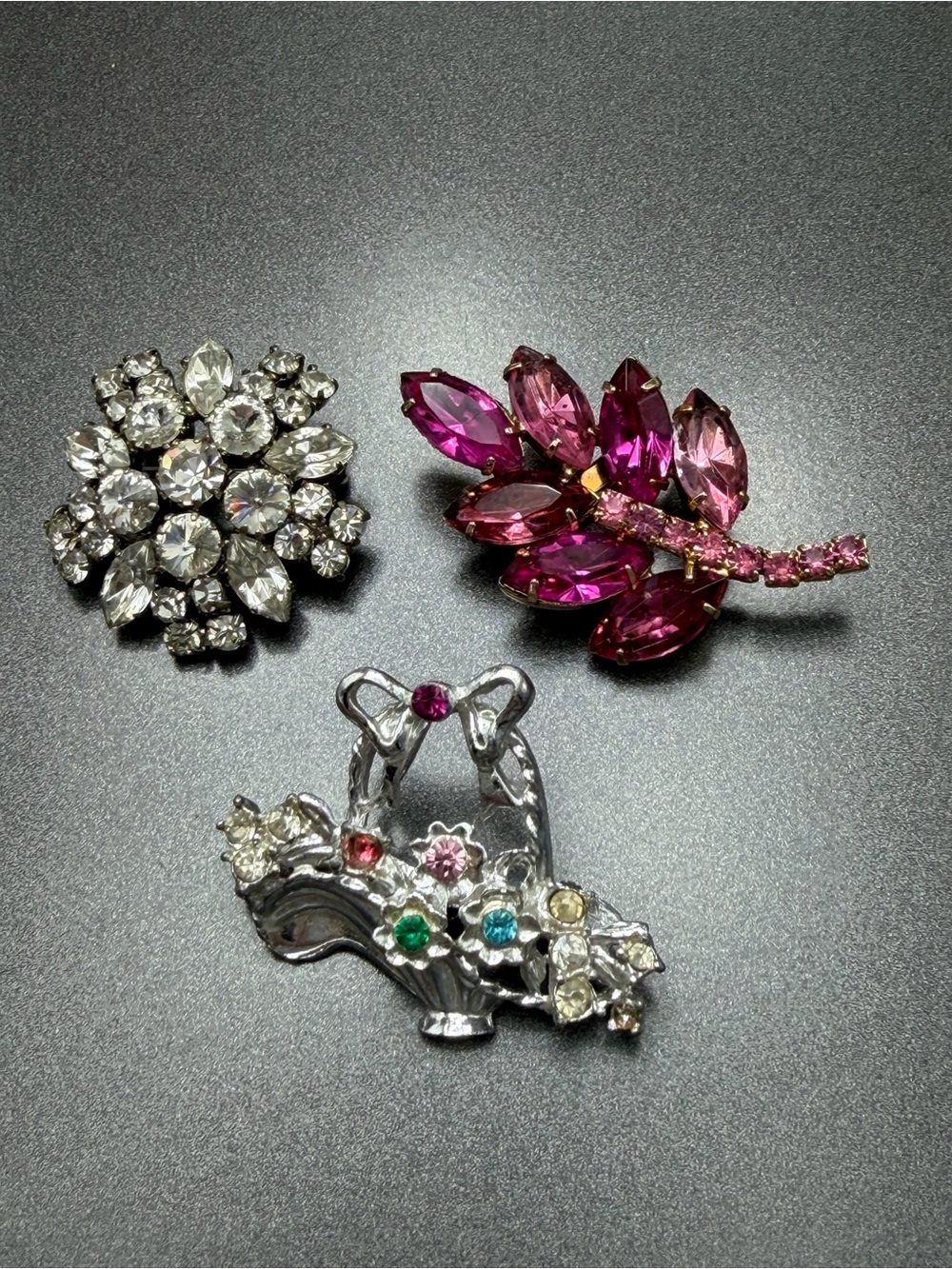 Vintage Rhinestone Brooch Lot #cz537